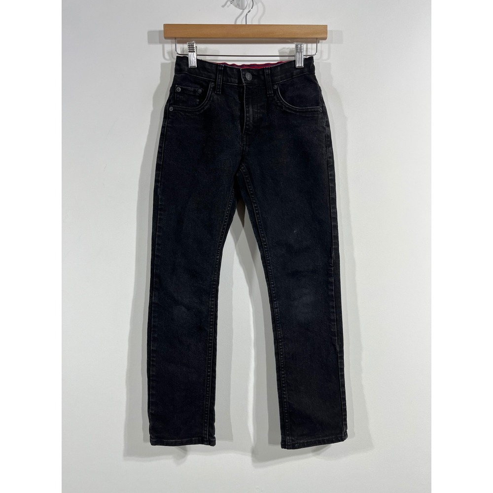 Levis 511 Slim Fit Black Denim Straight Jeans Adjustable Waist Boys Girls 12 Reg